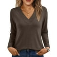 thumbnail image 1 of Womens Long Sleeve Shirts Fall Tops Business Casual T Shirts 2025 Coffee S, 1 of 3