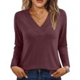 thumbnail image 1 of Womens Long Sleeve Shirts Fall Tops Business Casual T Shirts 2025 Wine M, 1 of 3