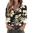 thumbnail image 1 of Womens Long Sleeve Shirts Fashion Floral Print Dressy Blouses Casual Turndown Collar Button Shirt Loose Drop Shoulder Tunic Tops Spring Summer Pullover Top Print 03 M, 1 of 6