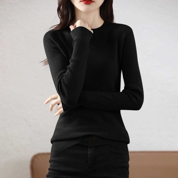Womens Long Sleeve Shirts Fashion Tops Blouses Dressy Sweaters Tunic Winter Clothes Casual Outfits Black M
