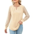 thumbnail image 1 of Womens Long Sleeve Shirts Lace Tops Business Casual Fall Fashion Outfits Clothes Knitted Y2k Blouses  L, 1 of 7