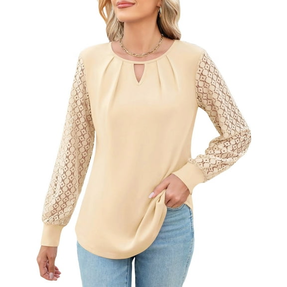 Womens Long Sleeve Shirts Lace Tops Business Casual Fall Fashion Outfits Clothes Knitted Y2k Blouses  S