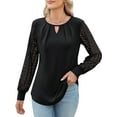 thumbnail image 1 of Womens Long Sleeve Shirts Lace Tops Business Casual Fall Fashion Outfits Clothes Knitted Y2k Blouses, 1 of 7