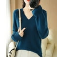 thumbnail image 1 of Womens Long Sleeve Shirts Solid Color Fashion Summer Tees Casual V-Neck Y2K Tops, 1 of 3