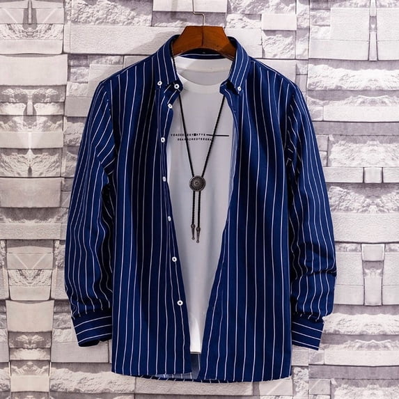 Womens Long Sleeve Shirts Spring Lapel Collared Button Down Striped Business Summer Dressy Casual Work Blouses Tops