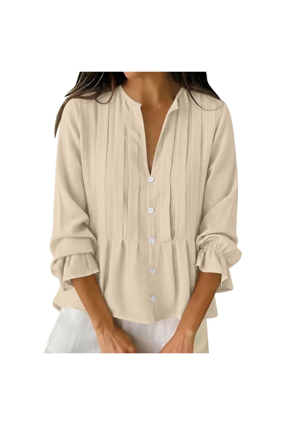 Womens Long Sleeve Shirts Spring Tops Summer Tunics Button Down Casual Blouses Summer Spring Casual Cotton Linen Shirts