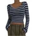 thumbnail image 1 of Womens Long Sleeve Shirts Striped Tops Teen Girls Streetwear Y2k Clothes, 1 of 3