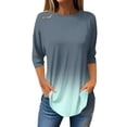 thumbnail image 1 of Womens Long Sleeve Shirts Tops 3/4 Length Sleeve Tops 2025 Spring Neck Casual Print Tunic T Shirts Three Quarter Length Tops Shirts Blouses for Women Dressy Casual, 1 of 5