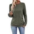 thumbnail image 1 of Womens Long Sleeve Shirts Tops Button Casual Blouses Pullover Tunic Winter Fashion Clothes Olive Color L, 1 of 9