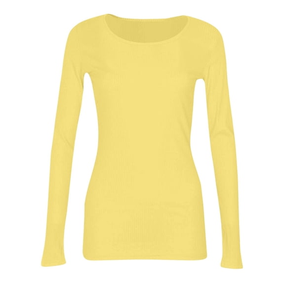Womens Long Sleeve Shirts Tops Going Out Tops for Fall Long Sleeve Lightweight Tops Ribbed Crew Neck Shirts Winter Trendy Travel Clothes Shirts Blouses for Women Dressy Casual