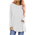 thumbnail image 1 of Womens Long Sleeve Shirts Tops Long Shirt Oversize Basic Long Sleeve Pullover Tunic Crew Neck V Neck Long Sleeve Top Casual Plain Tops Spring Summer Cotton Shirts Blouses for Women Dressy Casual, 1 of 7
