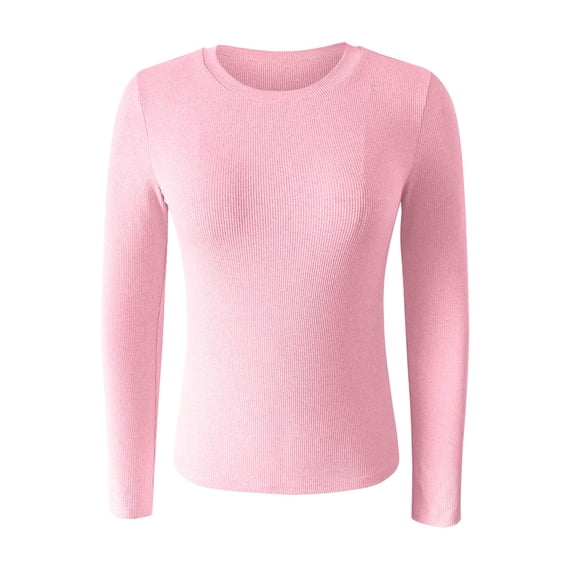 Womens Long Sleeve Shirts Tops Spring And Summer Pure Color Stripes High Elastic Long Sleeved Undershirt Top Shirts Blouses for Women Dressy Casual