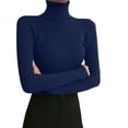 thumbnail image 1 of Womens Long Sleeve Shirts Tops Turtleneck Autumn Winter Tight Knit Sweater Slim Pullover Fall Clothes for Women Tees Blouses Blue One Size, 1 of 4