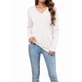 thumbnail image 1 of Womens Long Sleeve Shirts V Neck Casual Tops Loose Dressy Basic Fall Fashion Trendy Outfits Winter Clothes White XL, 1 of 8