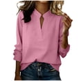 thumbnail image 1 of Womens Long Sleeve Shirts V Neck Loose Fit T-Shirt Fashion Cute Casual Tops Going Out Business Work Blouse, 1 of 5