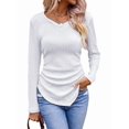 thumbnail image 1 of Womens Long Sleeve Shirts V Neck Ribbed Knit Slim Fit Light-Weight Sweater Fall Dressy Casual Tops White M, 1 of 8