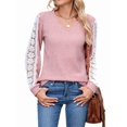 thumbnail image 1 of Womens Long Sleeve Shirts V-Neck Tops Business Casual Blouses Tee Trendy 2025 Fall Fashion Outfits Clothes Pink M, 1 of 8