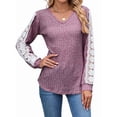 thumbnail image 1 of Womens Long Sleeve Shirts V-Neck Tops Business Casual Blouses Tee Trendy 2025 Fall Fashion Outfits Clothes  Red XL, 1 of 7