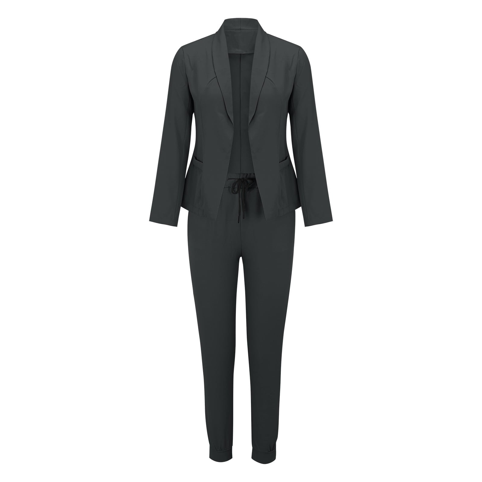 Womens Long Sleeve Solid Suit Pants Casual Elegant Business Suit Sets ...