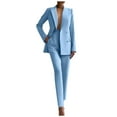 thumbnail image 1 of Womens Long Sleeve Solid Suit Set - Elegant Blazer & Pants with Pockets - Polyester Formal Outfit, S-XXL, Autumn/Winter, 1 of 4