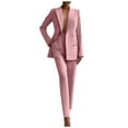 thumbnail image 1 of Womens Long Sleeve Solid Suit Set - Elegant Blazer & Pants with Pockets - Polyester Formal Outfit, S-XXL, Autumn/Winter, 1 of 4