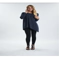 thumbnail image 1 of Womens Long Sleeve Space Dye Strip Knit Tunic Round Neck Quarter Button Up Top, 1 of 1