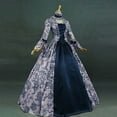 thumbnail image 1 of Womens Long Sleeve Square Neck Dress Victorian Rococo Floor Length Ball Gown Vintage Princess Costume for Party Halloween Navy XXL, 1 of 3