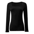 thumbnail image 1 of Womens Long Sleeve Square Neck Shirts Basic Slim Fit Tee Tops, 1 of 5