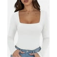 thumbnail image 1 of Womens Long Sleeve Square Neck Tops Fashion Slim Fit Tees Shirts, 1 of 4
