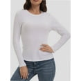 thumbnail image 1 of Womens Long Sleeve Stretch Crew neck T-Shirt Fitted Casual Basic Tops, 1 of 6
