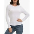 thumbnail image 1 of Womens Long Sleeve Stretch Crew neck T-Shirt Fitted Casual Basic Tops, 1 of 6