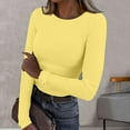 thumbnail image 1 of Womens Long Sleeve Stretch Crewneck Ribbed T Shirt Fitted Casual Basic Tops Long Sleeve Shirt Women Long Sleeve Layering Tops for Women Womens T Shirts Multiple Pack Short Sleeve Athletic Shirt Tunics, 1 of 3
