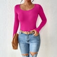 thumbnail image 1 of Womens Long Sleeve Stretch Crewneck Ribbed T-Shirt Slim Fit Casual Basic Knit Tops, 1 of 5