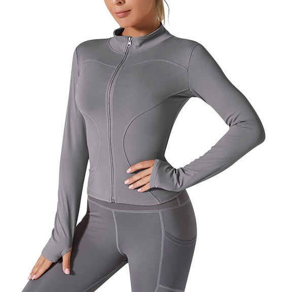 Womens Long Sleeve Sun Shirts UV Protection Jacket Zip-Up Mock Neck Athletic Hiking Jacket Yoga Gym Running M