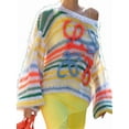 thumbnail image 1 of Womens Long Sleeve Sweater Autumn Color Block Going Out Crew Neck Knit Trendy Casual Tops Color S, 1 of 4