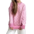 thumbnail image 1 of Womens Long Sleeve Sweater Autumn Oversized Cropped Sweaters Casual Sailboat Print Crewneck Knit Tops Pink L, 1 of 10