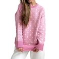 thumbnail image 1 of Womens Long Sleeve Sweater Autumn Oversized Cropped Sweaters Casual Sailboat Print Crewneck Knit Tops Pink M, 1 of 9