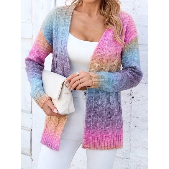 Womens Long Sleeve Sweater Casual Knit LightWeight Spring Summer Clothing Multicolor Top Purple S