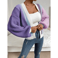 thumbnail image 1 of Womens Long Sleeve Sweater Casual Loose Knit Cardigan Multicolor Top Purple XL, 1 of 5