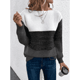 thumbnail image 1 of Womens Long Sleeve Sweater Crew Neck Casual Loose Knit Multicolor Top Black XL, 1 of 6