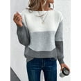 thumbnail image 1 of Womens Long Sleeve Sweater Crew Neck Casual Loose Knit Multicolor Top Gray L, 1 of 6