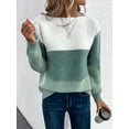 thumbnail image 1 of Womens Long Sleeve Sweater Crew Neck Casual Loose Knit Multicolor Top Green XL, 1 of 6