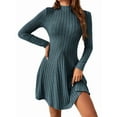 thumbnail image 1 of Womens Long Sleeve Sweater Dress Bodycon Crew Neck 2025 Fall Slimming Knit Mini Dresses Sea Blue L, 1 of 7