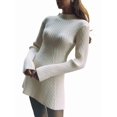 thumbnail image 1 of Womens Long Sleeve Sweater Dress Bodycon Crew Neck Fall Slimming Knit Mini Dresses White L, 1 of 9