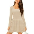 thumbnail image 1 of Womens Long Sleeve Sweater Dress Knit Crochet Casual A Line Flowy Skater Mini Dresses, 1 of 5