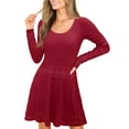 thumbnail image 1 of Womens Long Sleeve Sweater Dress Knit Crochet Casual A Line Flowy Skater Mini Dresses, 1 of 6