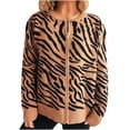 thumbnail image 1 of Womens Long Sleeve Sweater Leopard Print Fall Casual Zip Up Sweater Jackets Knit Outerwear, 1 of 4