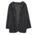 thumbnail image 1 of Womens Long Sleeve Sweater Solid Fuzzy Open Front Hooded Cardigans Oversized Jacket Coats Outwear, 1 of 5