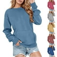 thumbnail image 1 of Womens Long Sleeve Sweatshirts Casual Crewneck Cute Pullover Tops Lightweight Sweatshirt with Pocket 2025, 1 of 5