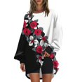 Womens Long Sleeve Sweatshirts Floral Print Oversized Pullover Tops